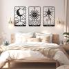 3Pcs Sun Moon Stars Wall Decor, Moon Phase Wall Art, Astrology Wall Art, Tarot Wall Art, Tarot Card Wall Decor, Celestial Wall Decor, Mystical Decor, Retro Wall Art, Boho Wall Decor for Bedroom (Black, 35"x21"/90x53cm) view 1