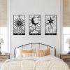 3Pcs Sun Moon Stars Wall Decor, Moon Phase Wall Art, Astrology Wall Art, Tarot Wall Art, Tarot Card Wall Decor, Celestial Wall Decor, Mystical Decor, Retro Wall Art, Boho Wall Decor for Bedroom (Black, 35"x21"/90x53cm) view 2