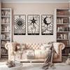 3Pcs Sun Moon Stars Wall Decor, Moon Phase Wall Art, Astrology Wall Art, Tarot Wall Art, Tarot Card Wall Decor, Celestial Wall Decor, Mystical Decor, Retro Wall Art, Boho Wall Decor for Bedroom (Black, 35"x21"/90x53cm) view 3