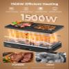 FOHERE Raclette Grill, 2 in 1 Raclette Table Grill Indoor, 1500W Korean BBQ Grill Electric Griddle with Reversible Non-stick plate, Adjustable Temp Control and 8 Paddles for Parties and Family Fun view 2