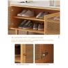 SHENJIA Shoe Bench with Storage, Wood Storage Bench with Removable Cushion & 2 Rattan Sliding Doors, Storage Benches for Hallway Entrance Bedroom Living Room view 4