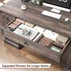 EnHomee 58" W Farmhouse Executive Desk with Drawers, Wood Home Office Desks with Power Outlets, Rustic Computer Desk with Storage Cabinet for Working, Studying, Writing, Dark Rustic Oak view 3