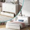 BALUS Murphy Bed, Cube Cabinet Bed with Tri-fold Memory Foam Mattress,Queen Murphy Wall Bed with USB Charging Station and Storage Drawers for Living Room Guest Room Bedroom,White view 1