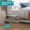 BALUS Murphy Bed, Cube Cabinet Bed with Tri-fold Memory Foam Mattress,Queen Murphy Wall Bed with USB Charging Station and Storage Drawers for Living Room Guest Room Bedroom,White view 4