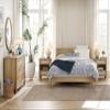 WAMPAT 3 Piece Bedroom Set - Includes Bedroom 7 Drawer Dresser, Set of 2 Rattan Bedside Tables with Charging Station, 3 Piece Dresser and Nightstand Sets, Oak view 4