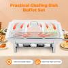 Rectangular Chafing Dish Buffet Set, 7.9Qt Catering Chafer Warmer Set with 3 Food Compartments/Pans, Silver Stainless Steel Buffet Dishes Warming Utensils for Kitchen, Dining view 4