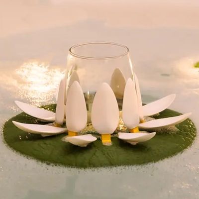 Bathroom Wine Glass Lotus Stand - Wine Lily and Candlelily, Lily Pad for The Bath, Wine Glass Holder, Wine Bottle Holder, Bath Wine Holder, Tealight Candle Holder, Candle Holder Decor, Shower Decor