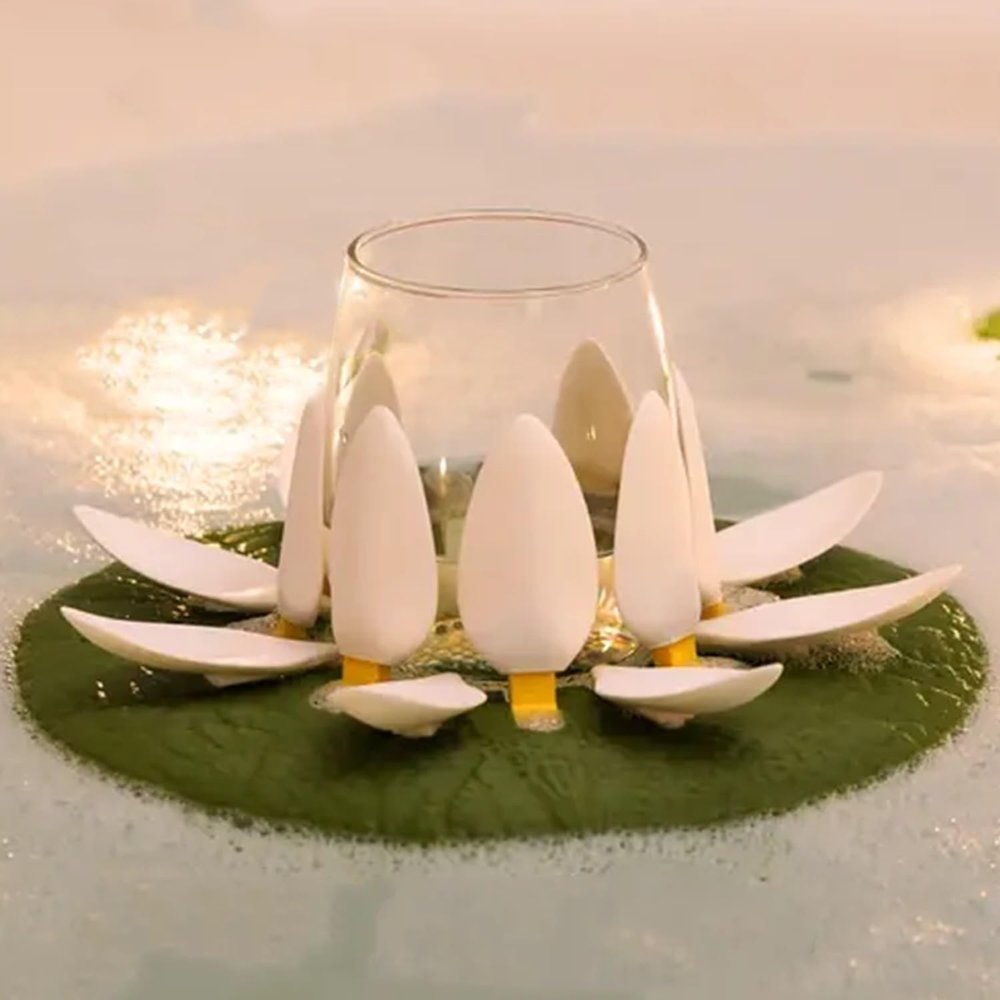 Bathroom Wine Glass Lotus Stand - Wine Lily and Candlelily, Lily Pad for The Bath, Wine Glass Holder, Wine Bottle Holder, Bath Wine Holder, Tealight Candle Holder, Candle Holder Decor, Shower Decor