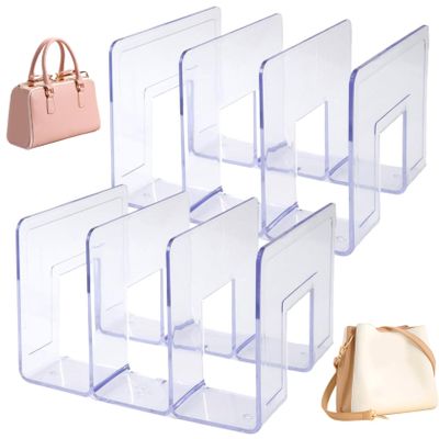 2PCS Purse Divider, 4 Sections Purse Organizer for Closet, Purse Holde Clear Plastic Handbag Organizer, Stackable Purse Holder for Closet Shelves, Bookshelf
