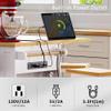 Merax Kitchen Island with Seating Rolling Kitchen Island Cart with Drop Leaf, Fluted Kitchen Carts On Wheels with Storage, Charging Station, White view 4