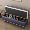 Storage Ottoman Bench, Upholstered Storage Bench with Safety Hinge, End of Bed Bench with Seating, Rectangle Ottoman with Storage, for Bedroom, Living Room, Entryway, Office(Blue+White,100x45x40cm) view 2