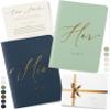 ARTESORI Wedding Vow Book for Her & Him, Soft Touch, Gold Engraving, 28 Lined Pages, Wedding Vow Books His and Hers, Wedding Essentials, Wedding Registry Gifts, His and Hers Gifts [Mint & Navy] view 1