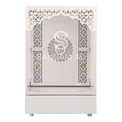 Aakrati Wooden Temple White LED Light for Home and Office|Home Temple|Puja Mandir|Wall Hanging & Table Top Home Mandir (24X16X12 in)
