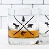 Black Lantern Whiskey Glasses Set of 2 11oz Heavy Base Tumblers for Everyday Use - Old Fashioned Glasses - Dishwasher Safe - Pine Bear Trout Moose view 2