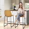 TAVR Counter Height Bar Stools Set of 2, 24 Inch Faux Leather Bar Stools for Kitchen Island, Counter Height Bar Chairs with Metal Legs, Yellow view 2