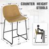 TAVR Counter Height Bar Stools Set of 2, 24 Inch Faux Leather Bar Stools for Kitchen Island, Counter Height Bar Chairs with Metal Legs, Yellow view 3