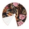 Animal Tiger Leopard Print Rose Flower Print Christmas Tree Skirt Rustic Christmas Decorations Winter New Year Holiday Party Decor view 3