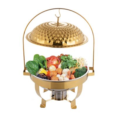 JINHZIXIU 6L/6.3Qt Round Chafing Dish Chafing Dishes for Buffet Stainless Steel Hanging Lid Chafer Gold Buffet Servers and Warmers Set Warming Tray for Parties, Banquet