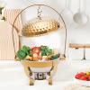 JINHZIXIU 4.5L/4.76Qt Round Chafing Dish Chafing Dishes for Buffet Stainless Steel Hanging Lid Chafer Gold Buffet Servers and Warmers Set Warming Tray for Parties, Banquet view 2