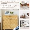 Fat Ant Sideboard Buffet, Accent Wood Credenza with 2 Doors with Drawers, Water Ripple Wood and Removable Shelf for Living Room, Entryway Hallway and Kitchen Dining Room view 4
