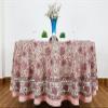 110 Inches Round Hand Block Printed Cotton Tablecloth, Pink Red Floral Table Cloths Washable, Indian Table Linen Home Decor Dinning Outdoor view 4