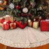 Knitted Christmas Tree Skirt Round Christmas Tree Mat Knit Thick Christmas Tree Decorations Xmas Holiday Home Party(Cream White,92cm/36inch) view 4