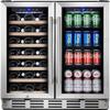 Kalamera Beverage and Wine Fridge, 30 inch Wine Refrigerator Dual Zone Hold 33 Bottles and 96 Cans, Digital Touch Control, Built-In or Freestanding view 1