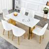 hohoedc 63 Inch Marble Dining Table Set for 6 with Sintered Stone Tabletop & 6 PU Leather Chairs, Modern 6-Seater Rectangle Set for Dining Room & Kitchen view 1