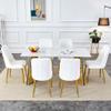 hohoedc 63 Inch Marble Dining Table Set for 6 with Sintered Stone Tabletop & 6 PU Leather Chairs, Modern 6-Seater Rectangle Set for Dining Room & Kitchen view 2