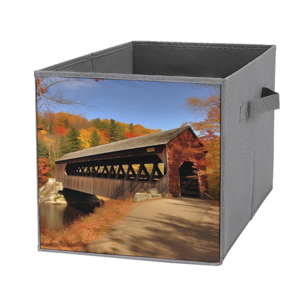 SYJTGDE Folding Storage Box Large Storage Box Albany Covered Bridge Wardrobe Storage Large Storage Basket Decorative Folding Basket