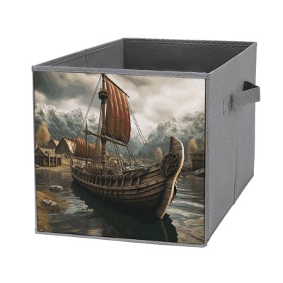 SYJTGDE Folding Storage Box Large Storage Box Old Viking Boat Wardrobe Storage Large Storage Basket Decorative Folding Basket
