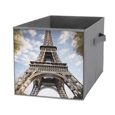 SYJTGDE Folding Storage Box Large Storage Box Eiffel Tower French Paris Monument Wardrobe Storage Large Storage Basket Decorative Folding Basket