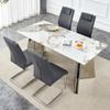 hohoedc 63 Inch Marble Dining Table Set for 4 with Sintered Stone Tabletop & 4 PU Leather Chairs, Modern 4-Seater Rectangle Set for Dining Room & Kitchen view 1