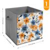 SYJTGDE Folding Storage Box Large Storage Box Blue And Orange Flowers Wardrobe Storage Large Storage Basket Decorative Folding Basket view 2