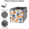 SYJTGDE Folding Storage Box Large Storage Box Blue And Orange Flowers Wardrobe Storage Large Storage Basket Decorative Folding Basket view 3