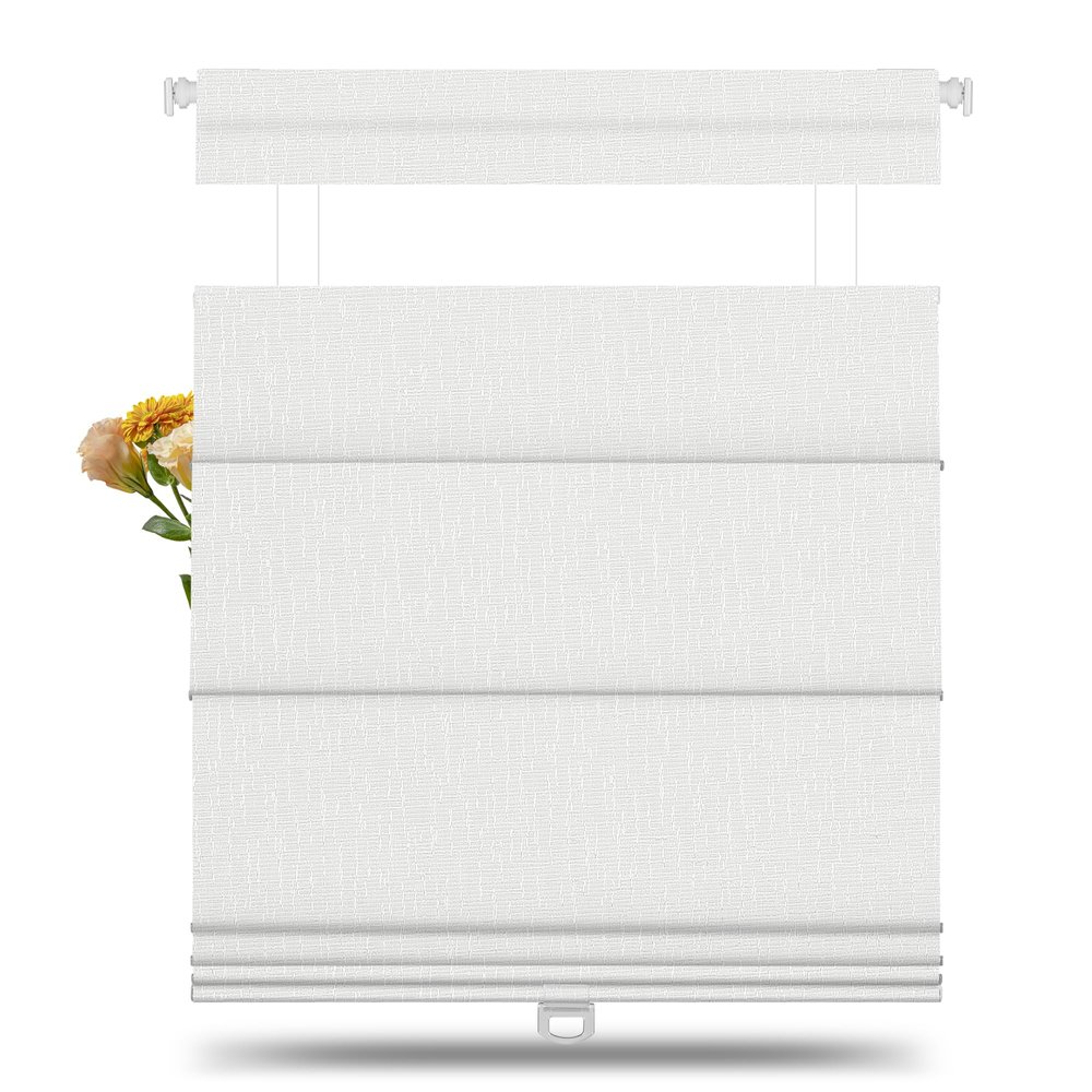 BERISSA Roman Shades,No Drill,Cordless,Top Down Bottom Up,White.70"W x 72"H
