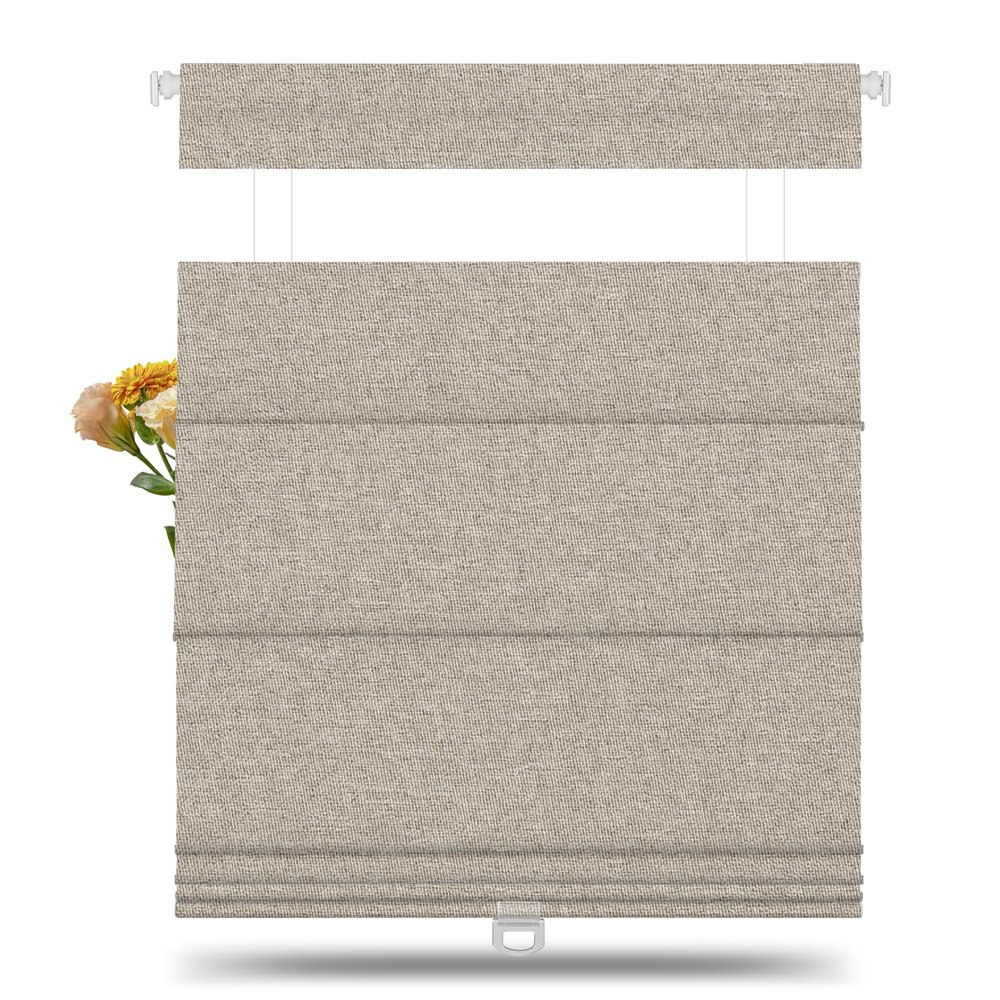 BERISSA Roman Shades,No Drill,Cordless,Top Down Bottom Up,SY Light Brown.38 W x 36" H