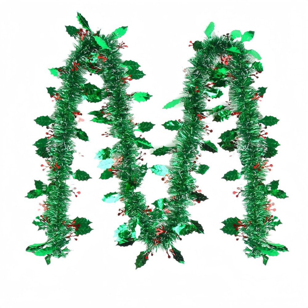 Christmas Garland DecorationsHoliday Decor Garlan 9m Christmas Red Holly Berry Tinsel Garland,(4m)