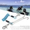 Scuba Diving Reef, Scuba Diving Reef Hook, 316 Stainless Steel Single Reef Drift Hook with Spring Coil Retractable Lanyard and Double Snap Clips for Drift, Diving, Photographers (Blue) view 2