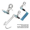 Scuba Diving Reef, Scuba Diving Reef Hook, 316 Stainless Steel Single Reef Drift Hook with Spring Coil Retractable Lanyard and Double Snap Clips for Drift, Diving, Photographers (Blue) view 4