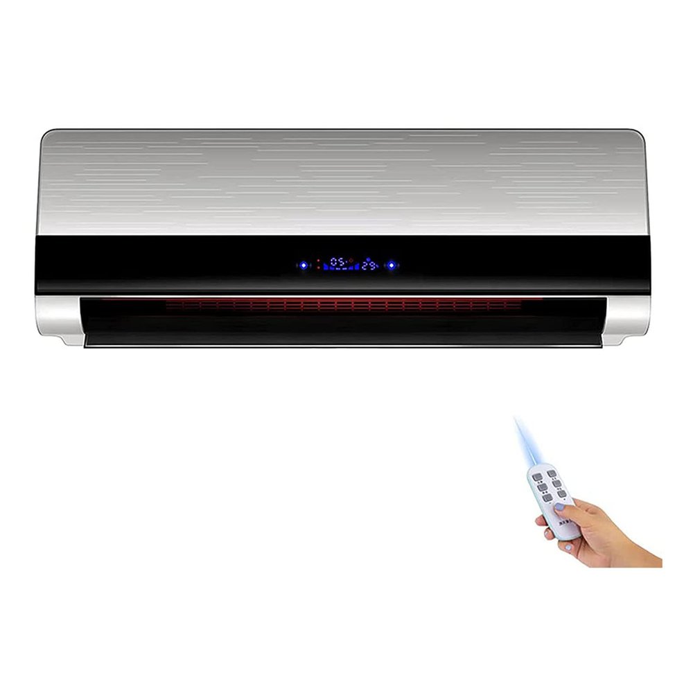 Wall Mounted Heater, Wall Mounted Remote Air Conditioner with Timer, Electric Heating Machine, Suitable for Home, Bedroom, Living Room, Bathroom, Silver, Gold (Silver)