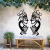 2Pcs Metal Kokopelli Wall Decor, Kokopelli Wall Art, Native American Wall Art, Metal Native American Decor, Tribal Wall Decor, Metal Wall Decor, Native American Home Decor (Black, 8"x19"|21x47 cm) view 3