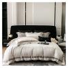 Grey Marble Bedding Set Egyptian Cotton Sateen Luxury 1000TC Frame Patchwork Duvet Cover Bed Sheet Pillow Shams Double Queen 4Pc,Bed view 1