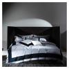 4Pcs 1600TC Premium Egyptian Cotton Sateen Duvet Cover Flat Sheet Pillow Shams Frame Patchwork Burnt Orange Pumpkin Bedding Set,Bed view 1