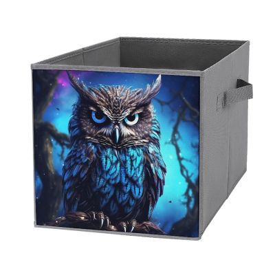 SYJTGDE Folding Storage Box Large Storage Box Blue Owl Wardrobe Storage Large Storage Basket Decorative Folding Basket