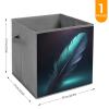 SYJTGDE Folding Storage Box Large Storage Box Blue Feather Pattern Wardrobe Storage Large Storage Basket Decorative Folding Basket view 2
