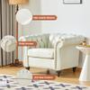 AVZEAR Leather Upholstered Armchair, Mid-Century Modern Single Sofa Chair with Rolled Arms and Nailhead, Tufted PU Leather Chesterfield Chair for Living Room, Bedroom, Office, Apartment, PU White view 3
