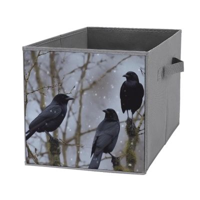 SYJTGDE Folding Storage Box Large Storage Box Black Crow Birds Wardrobe Storage Large Storage Basket Decorative Folding Basket
