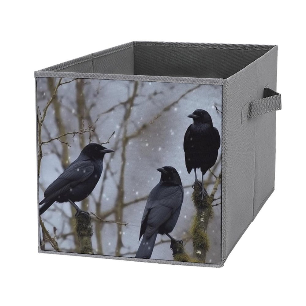 SYJTGDE Folding Storage Box Large Storage Box Black Crow Birds Wardrobe Storage Large Storage Basket Decorative Folding Basket