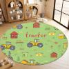 Round Rug 6ft Cartoon Farm Field Tractor Washable Circle Rug Non Slip Low Pile Small Circular Rug for Bedroom, Bathroom, Entryway, Kids Room, Office, Dorm view 2